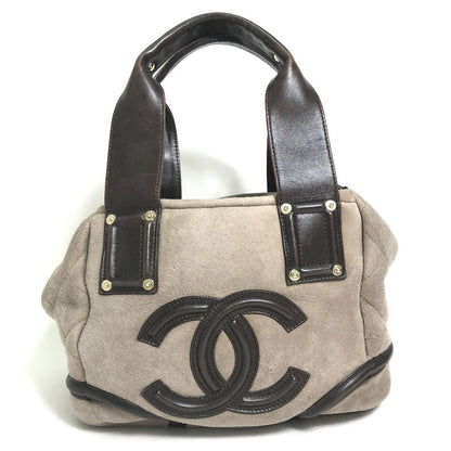 CHANEL Tote Bag Mouton, Leather Brown CC COCO Mark Half Matelasse
