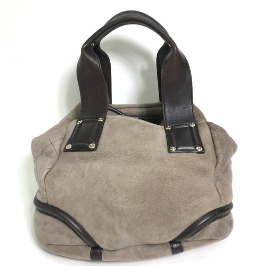 CHANEL Tote Bag Mouton, Leather Brown CC COCO Mark Half Matelasse