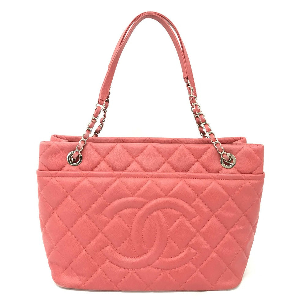 CHANEL Tote Bag A67921 Caviar skin pink CC COCO Mark Matrasse Women Used