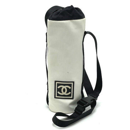 CHANEL Shoulder Bag Nylon White x black Sports Line CCCOCO Mark drink bag Women Used
