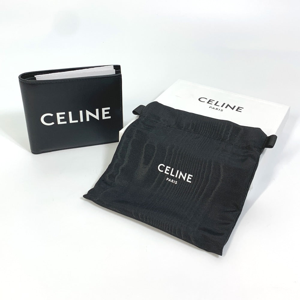 CELINE Folded wallet 10C873DME leather black logo Bi-fold wallet Women Secondhand