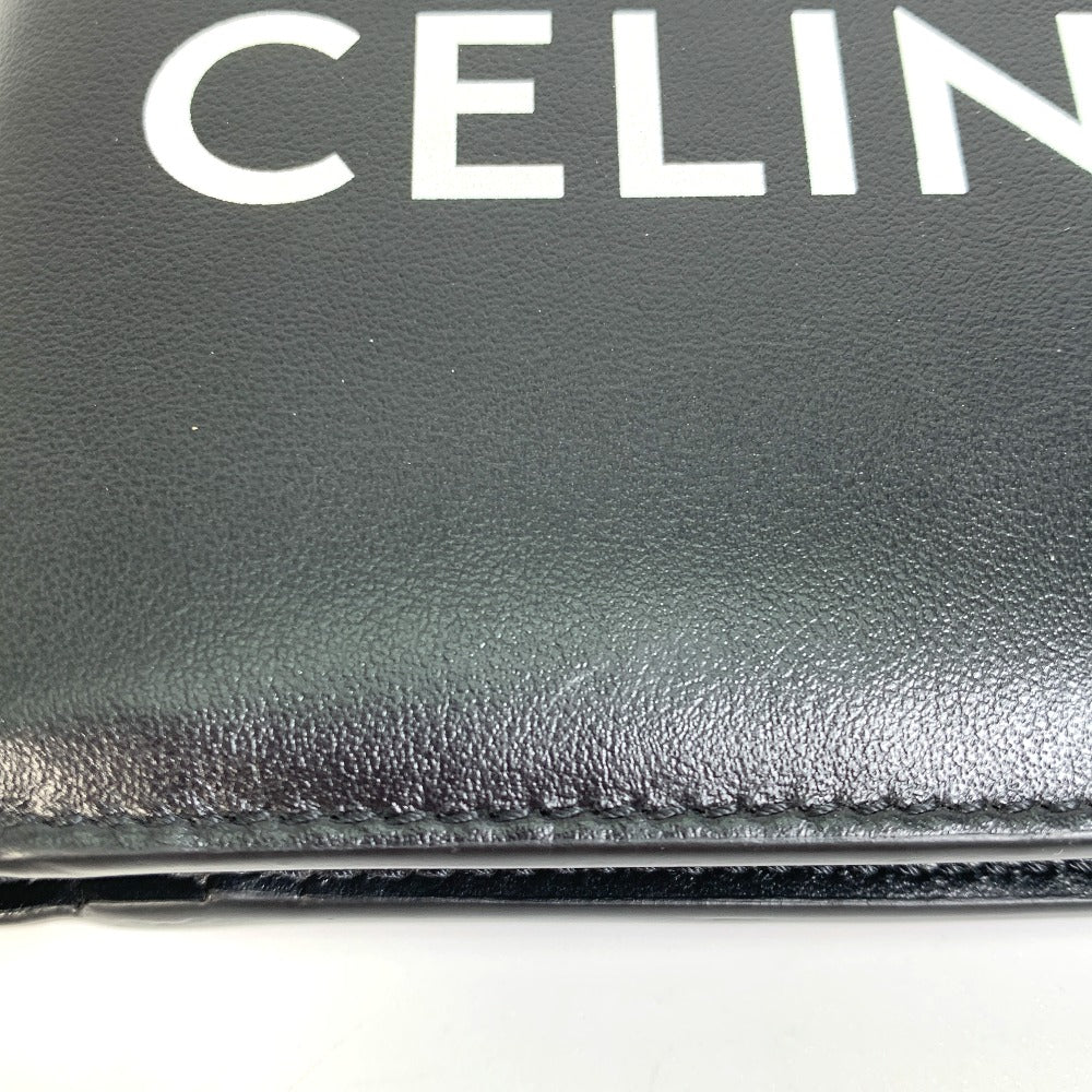 CELINE Folded wallet 10C873DME leather black logo Bi-fold wallet Women Secondhand