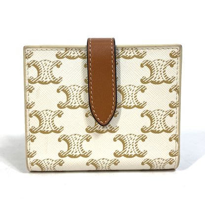 CELINE Folded wallet PVC / Leather White / brown Macadam Triomphe Wallet Women Secondhand