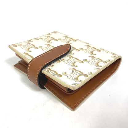 CELINE Folded wallet PVC / Leather White / brown Macadam Triomphe Wallet Women Secondhand