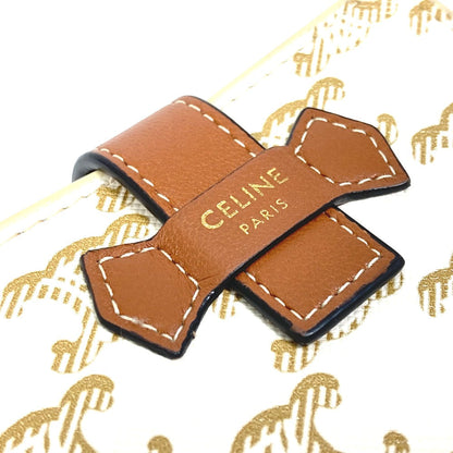 CELINE Folded wallet PVC / Leather White / brown Macadam Triomphe Wallet Women Secondhand