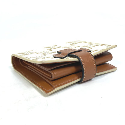 CELINE Folded wallet PVC / Leather White / brown Macadam Triomphe Wallet Women Secondhand