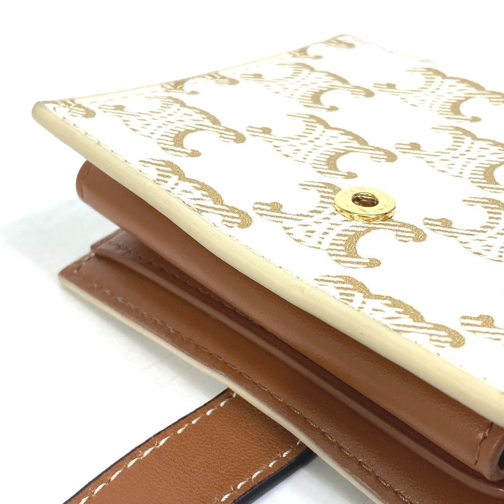 CELINE Folded wallet PVC / Leather White / brown Macadam Triomphe Wallet Women Secondhand