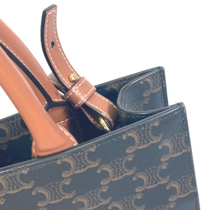 CELINE Tote Bag 191542 PVC / Leather Brown Triomphe Vertical Cover Small Tote Bag Women Used