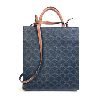 CELINE Tote Bag 191542 PVC / Leather Brown Triomphe Vertical Cover Small Tote Bag Women Used
