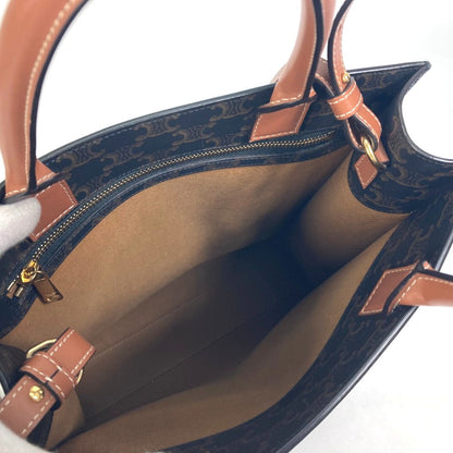 CELINE Tote Bag 191542 PVC / Leather Brown Triomphe Vertical Cover Small Tote Bag Women Used