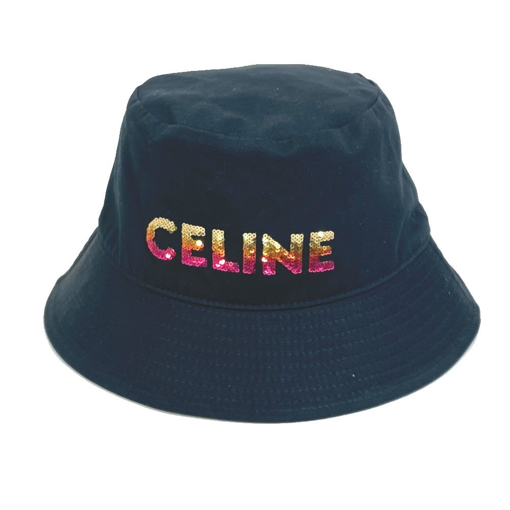 CELINE hat 2AUO1968P cotton/sequins black Embroidered gradient sequin Bucket Women M Secondhand