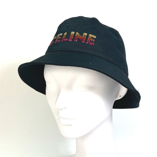 CELINE hat 2AUO1968P cotton/sequins black Embroidered gradient sequin Bucket Women M Secondhand