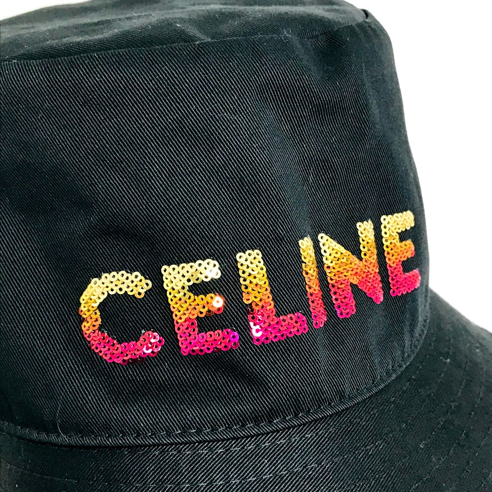 CELINE hat 2AUO1968P cotton/sequins black Embroidered gradient sequin Bucket Women M Secondhand