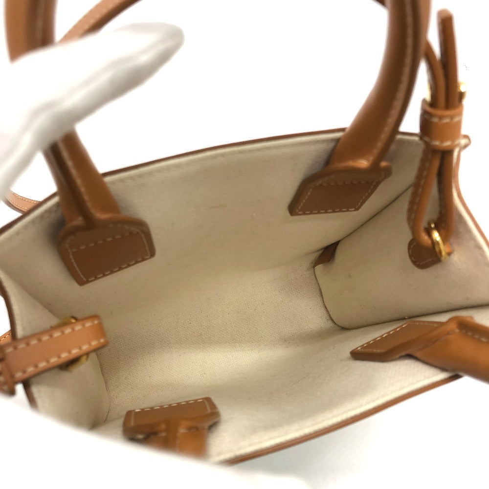 CELINE Shoulder Bag Canvas / leather beige logo Vertical hippo mini Women Used