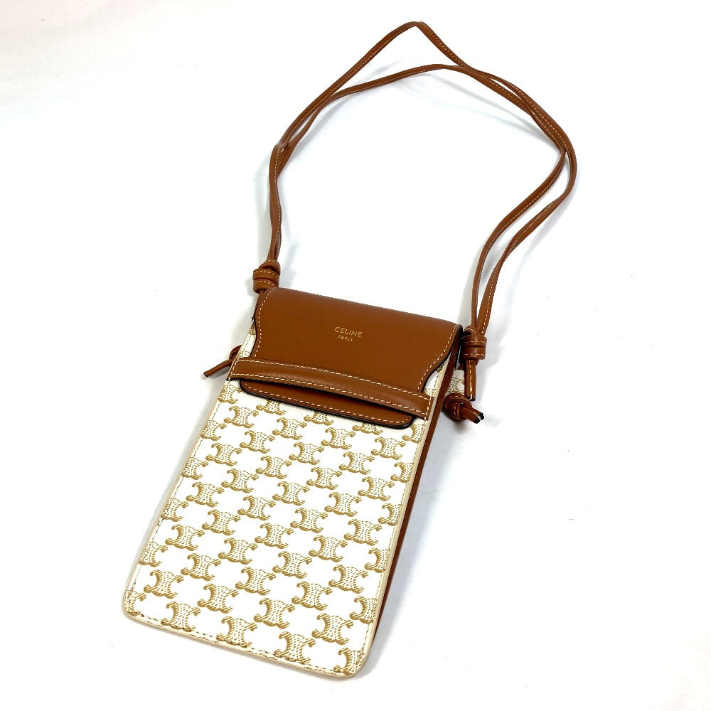CELINE Mobile case 10G332CQD  PVC / nylon beige triomphe phone case bail pouch Women Secondhand