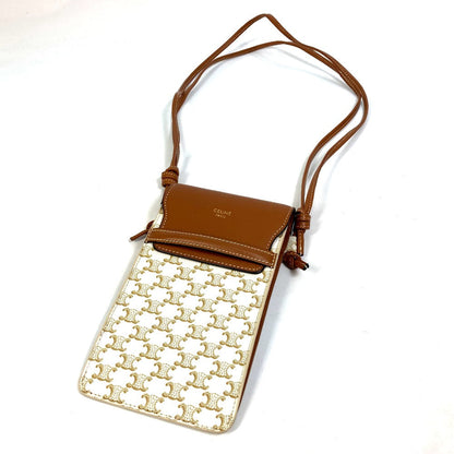 CELINE Mobile case 10G332CQD  PVC / nylon beige triomphe phone case bail pouch Women Secondhand