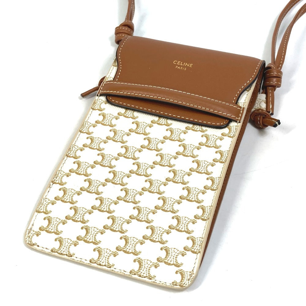 CELINE Mobile case 10G332CQD  PVC / nylon beige triomphe phone case bail pouch Women Secondhand