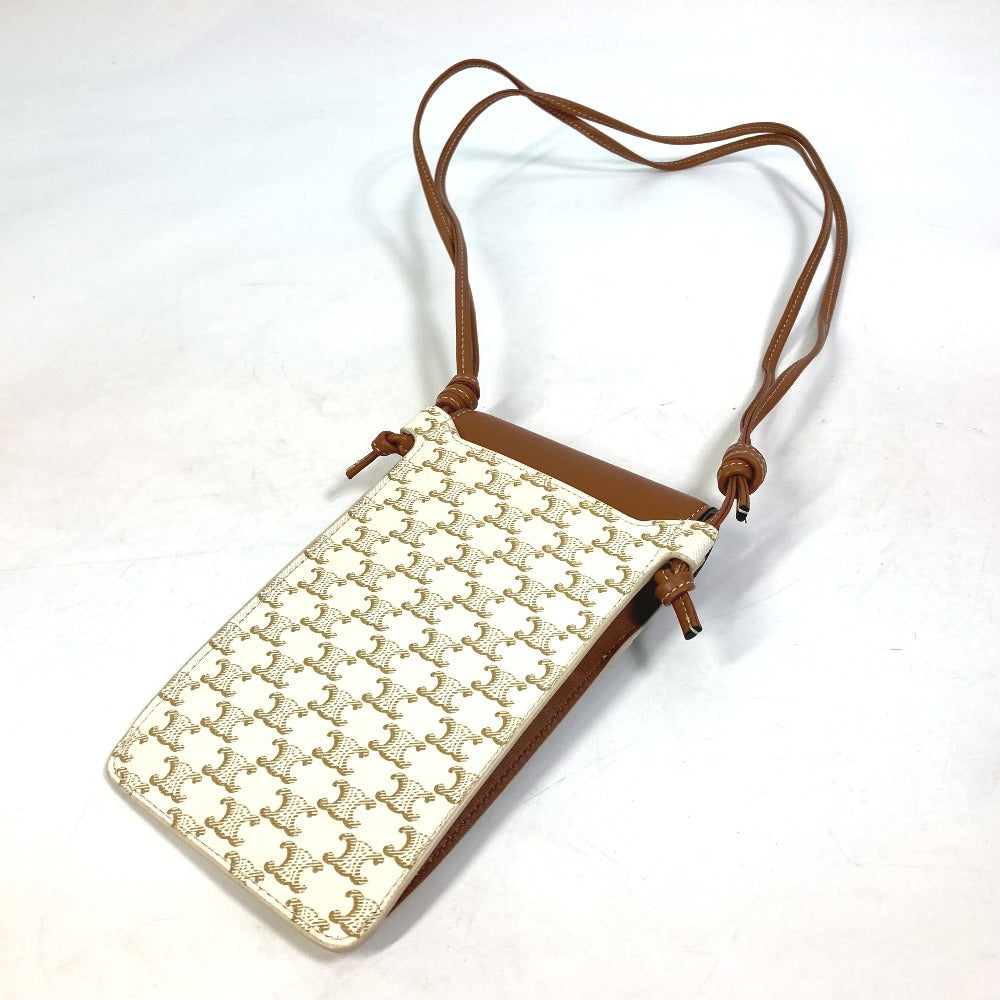 CELINE Mobile case 10G332CQD  PVC / nylon beige triomphe phone case bail pouch Women Secondhand