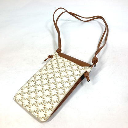 CELINE Mobile case 10G332CQD  PVC / nylon beige triomphe phone case bail pouch Women Secondhand