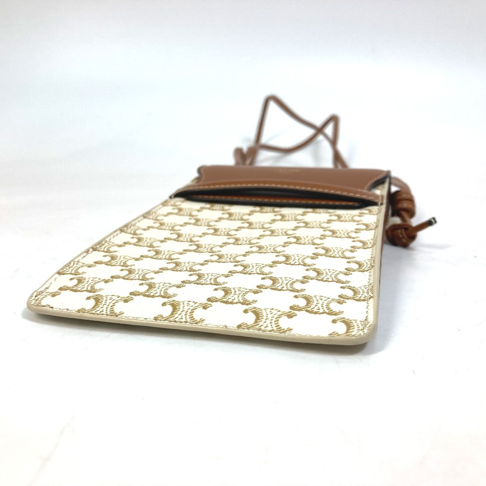 CELINE Mobile case 10G332CQD  PVC / nylon beige triomphe phone case bail pouch Women Secondhand