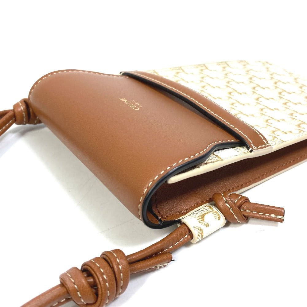 CELINE Mobile case 10G332CQD  PVC / nylon beige triomphe phone case bail pouch Women Secondhand