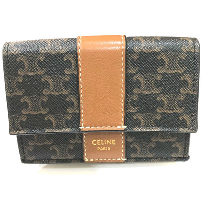CELINE Trifold wallet PVC / Leather Brown Triomphe Small trifold Women Secondhand