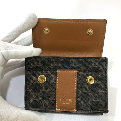 CELINE Trifold wallet PVC / Leather Brown Triomphe Small trifold Women Secondhand