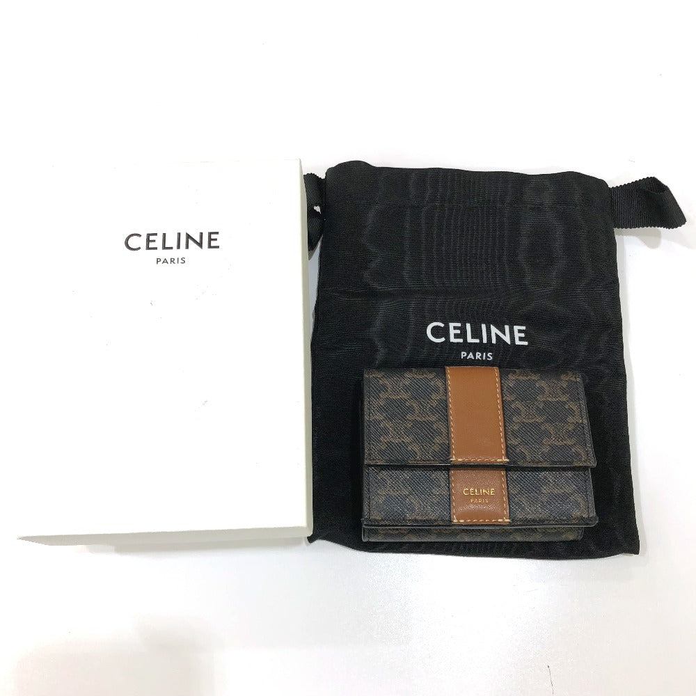 CELINE Trifold wallet PVC / Leather Brown Triomphe Small trifold Women Secondhand