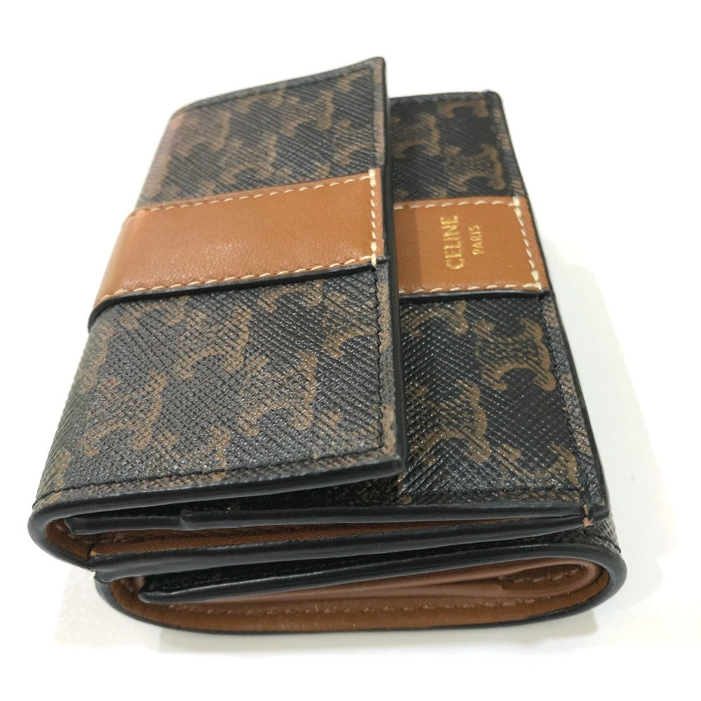 CELINE Trifold wallet PVC / Leather Brown Triomphe Small trifold Women Secondhand