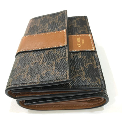 CELINE Trifold wallet PVC / Leather Brown Triomphe Small trifold Women Secondhand