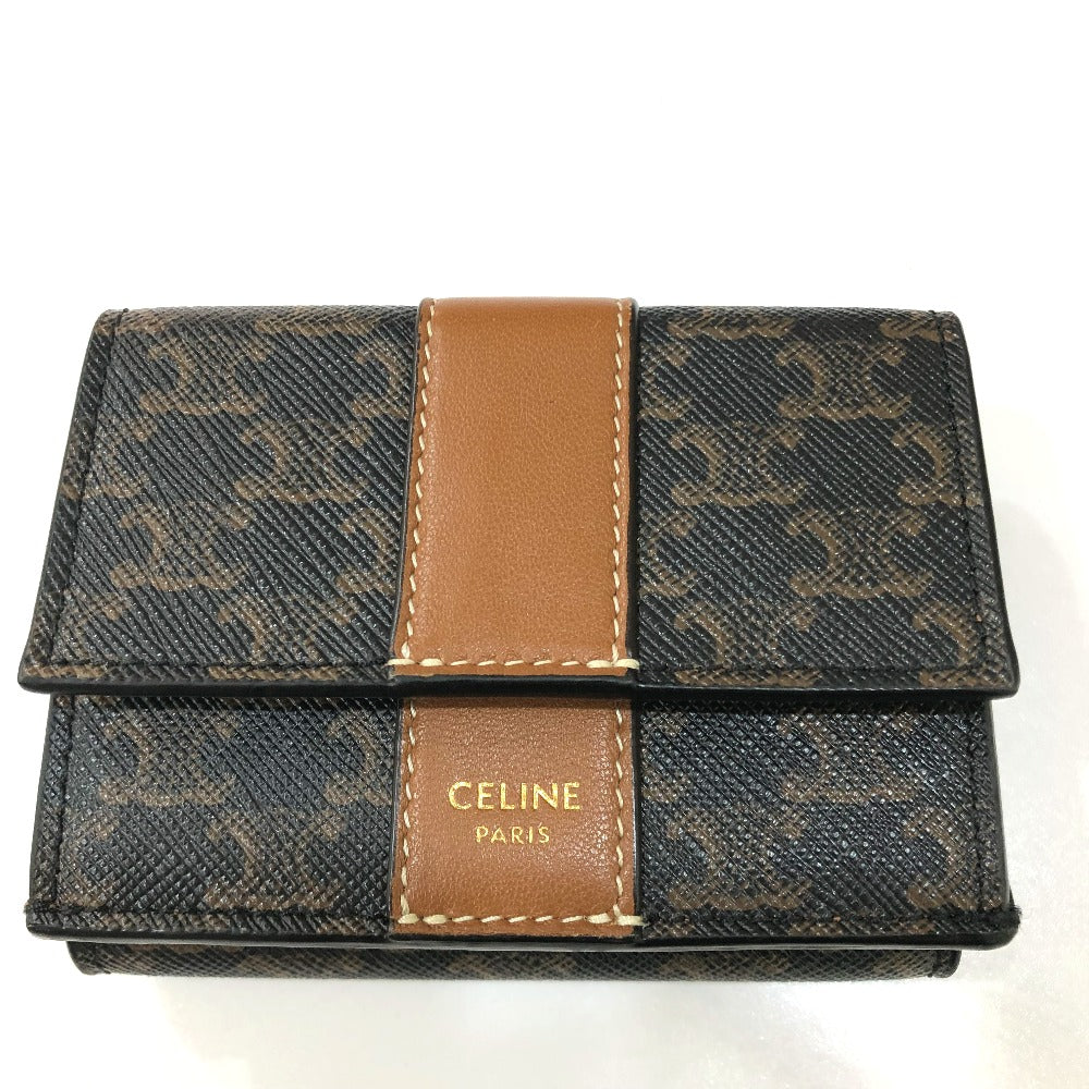 CELINE Trifold wallet PVC / Leather Brown Triomphe Small trifold Women Secondhand