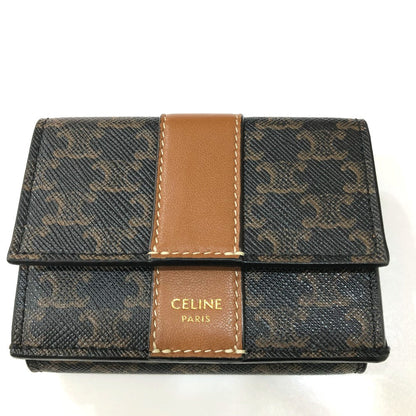 CELINE Trifold wallet PVC / Leather Brown Triomphe Small trifold Women Secondhand