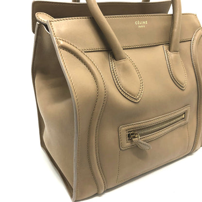 CELINE Handbag leather beige Luggage mini shopper Women Secondhand