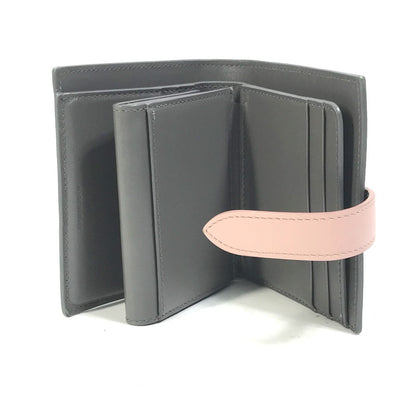CELINE Trifold wallet 10H263BRU.10GV leather Gray x pink By color Small strap wallet Women Secondhand