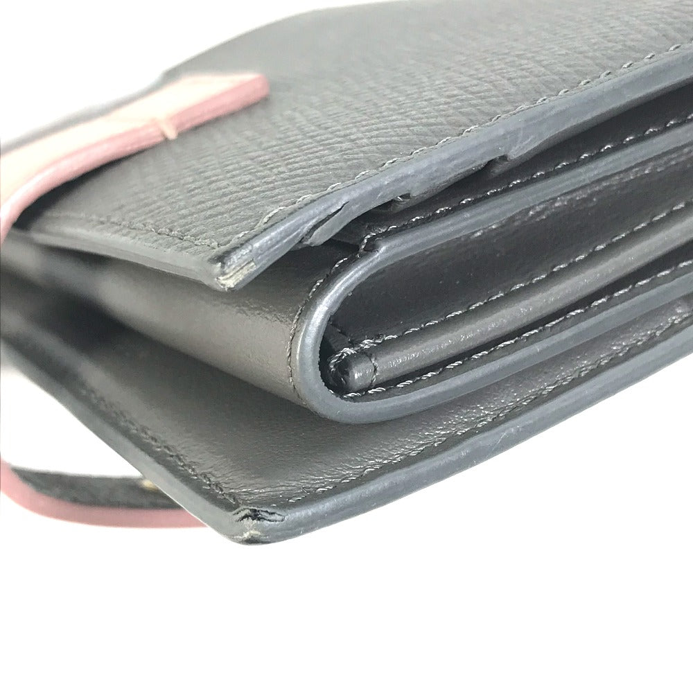 CELINE Trifold wallet 10H263BRU.10GV leather Gray x pink By color Small strap wallet Women Secondhand