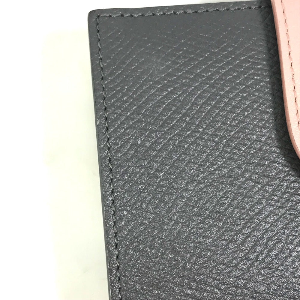 CELINE Trifold wallet 10H263BRU.10GV leather Gray x pink By color Small strap wallet Women Secondhand