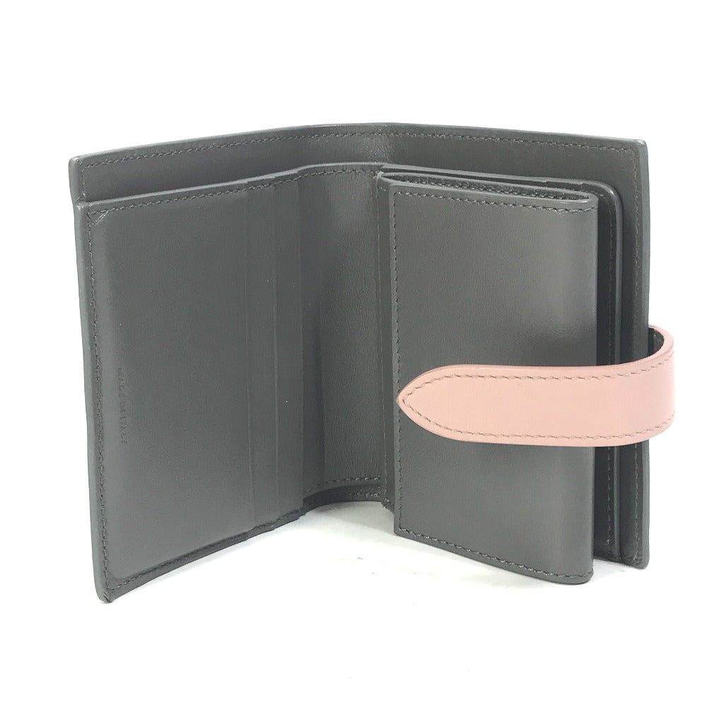 CELINE Trifold wallet 10H263BRU.10GV leather Gray x pink By color Small strap wallet Women Secondhand