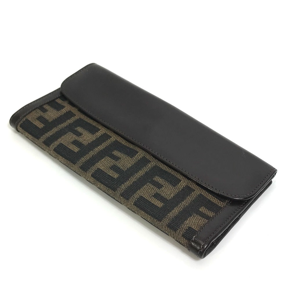 FENDI Long Wallet Purse 2804-01339 Canvas / leather Brown Zucca Bill Compartment mens