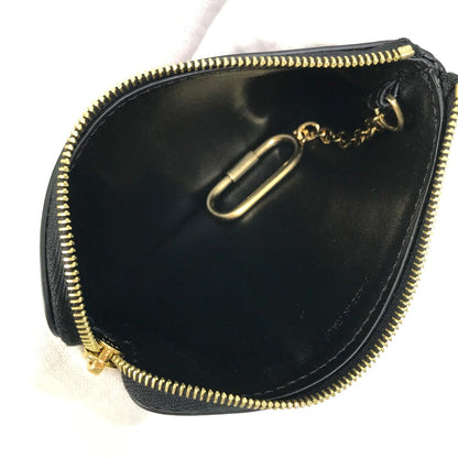 CELINE Coin case leather Black x red lip eye telepathy love Women Used