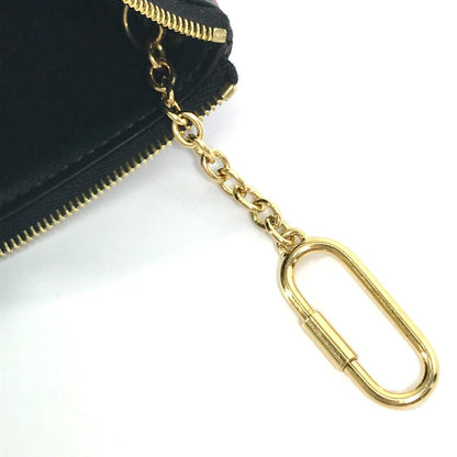CELINE Coin case leather Black x red lip eye telepathy love Women Used