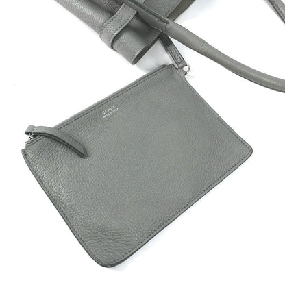 CELINE Handbag 187243 leather gray Shoulder bag with pouch Big bag Bucket Women Secondhand