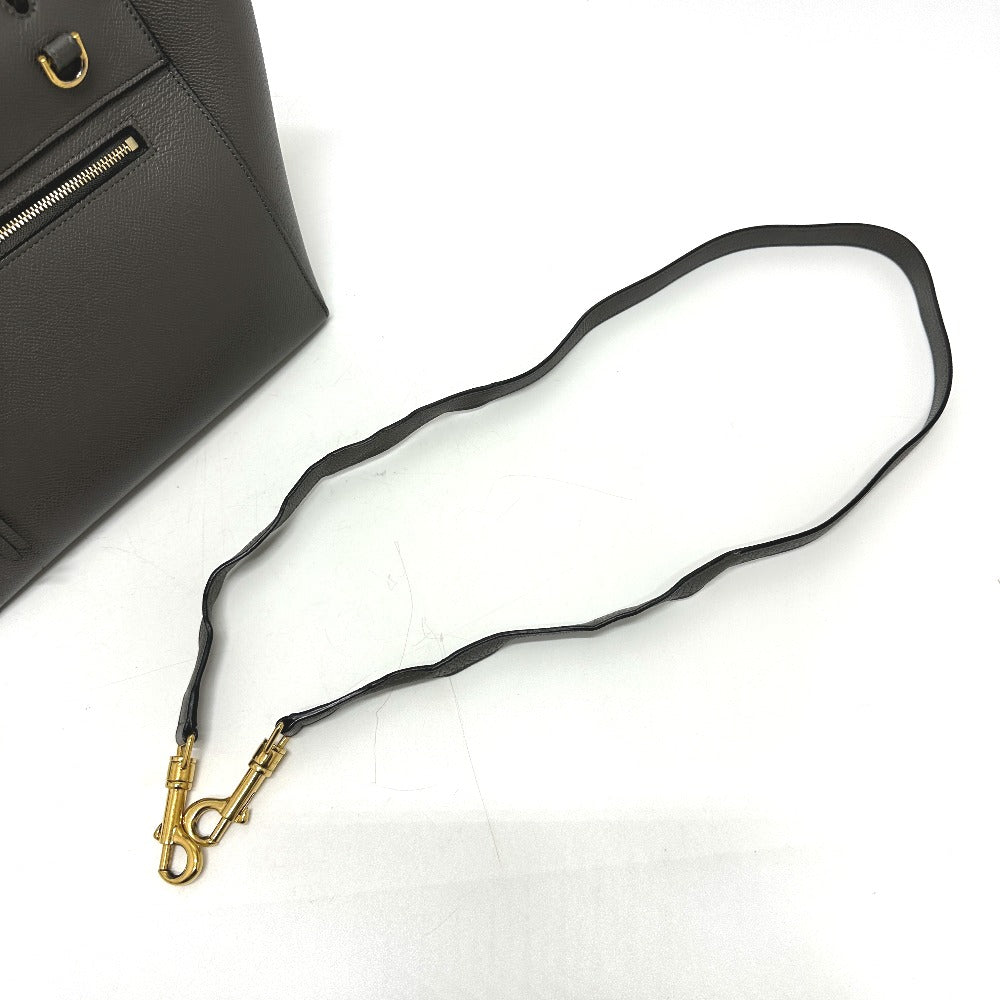 CELINE Handbag 189153  leather gray logo Belt bag micro Women Used