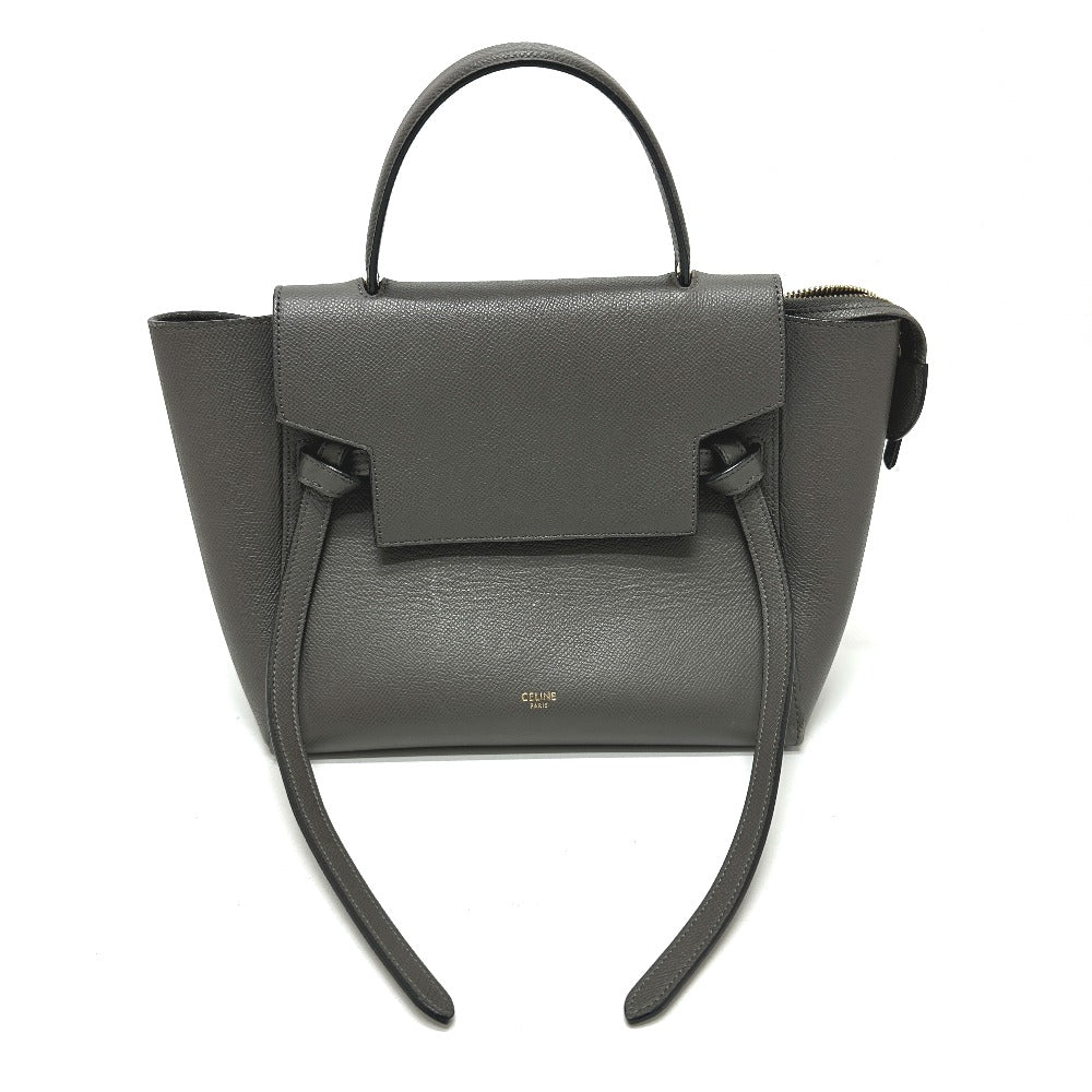 CELINE Handbag 189153  leather gray logo Belt bag micro Women Used