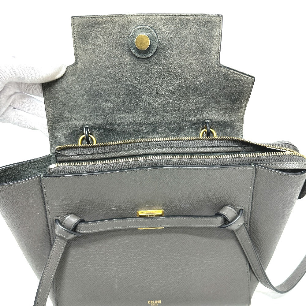 CELINE Handbag 189153  leather gray logo Belt bag micro Women Used