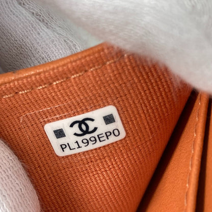CHANEL Trifold wallet AP0230 lambskin Orange CC COCO Mark Matrasse quilting Women Used