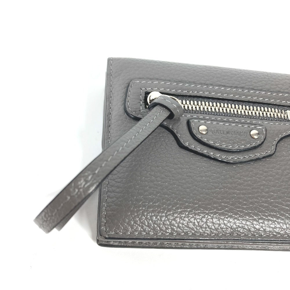 BALENCIAGA Folded wallet 640111 leather gray Neo classic Women