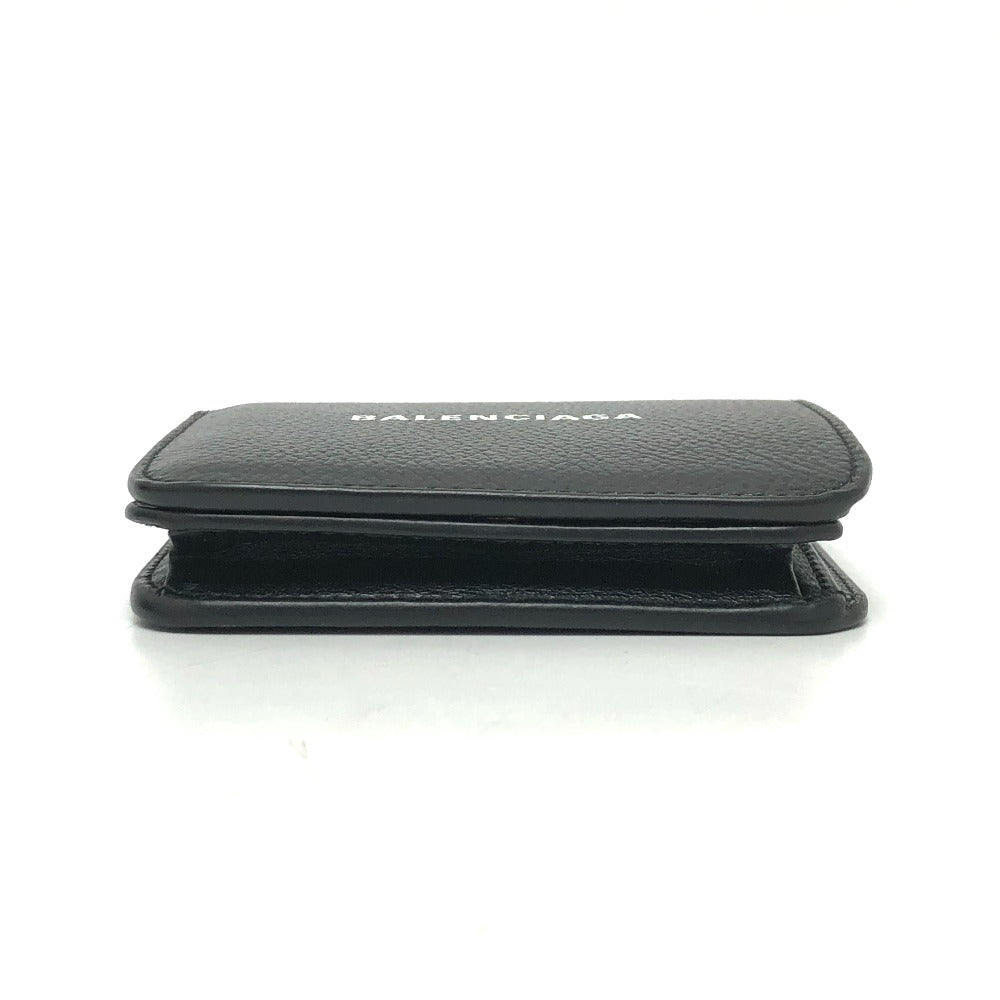 BALENCIAGA Folded wallet 594216 leather black logo Women(Unisex)