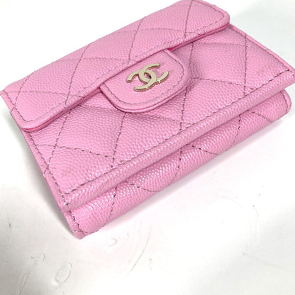 CHANEL Trifold wallet AP0230 Caviar skin pink Matrasse Classic Women