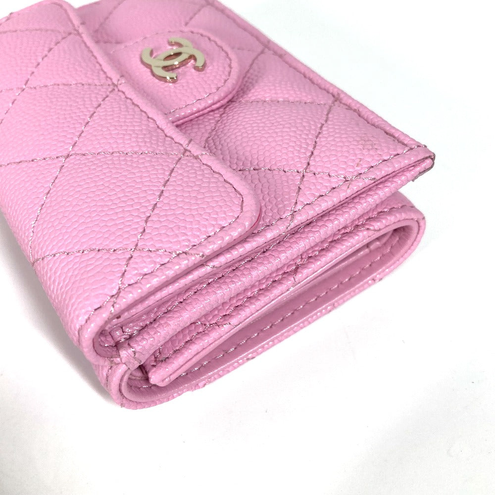CHANEL Trifold wallet AP0230 Caviar skin pink Matrasse Classic Women