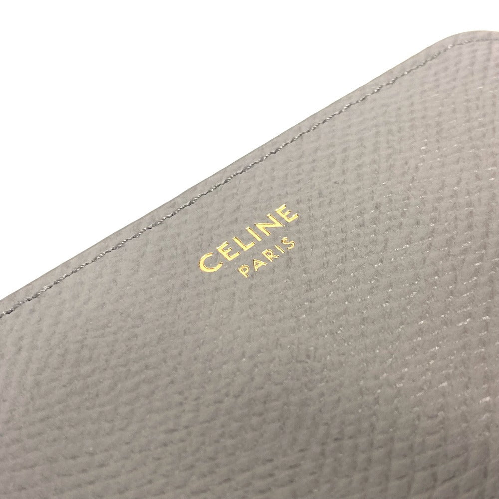 CELINE Folded wallet 10L203BEL.10BL leather gray Compact wallet Small Zip Wallet Essential Women Used